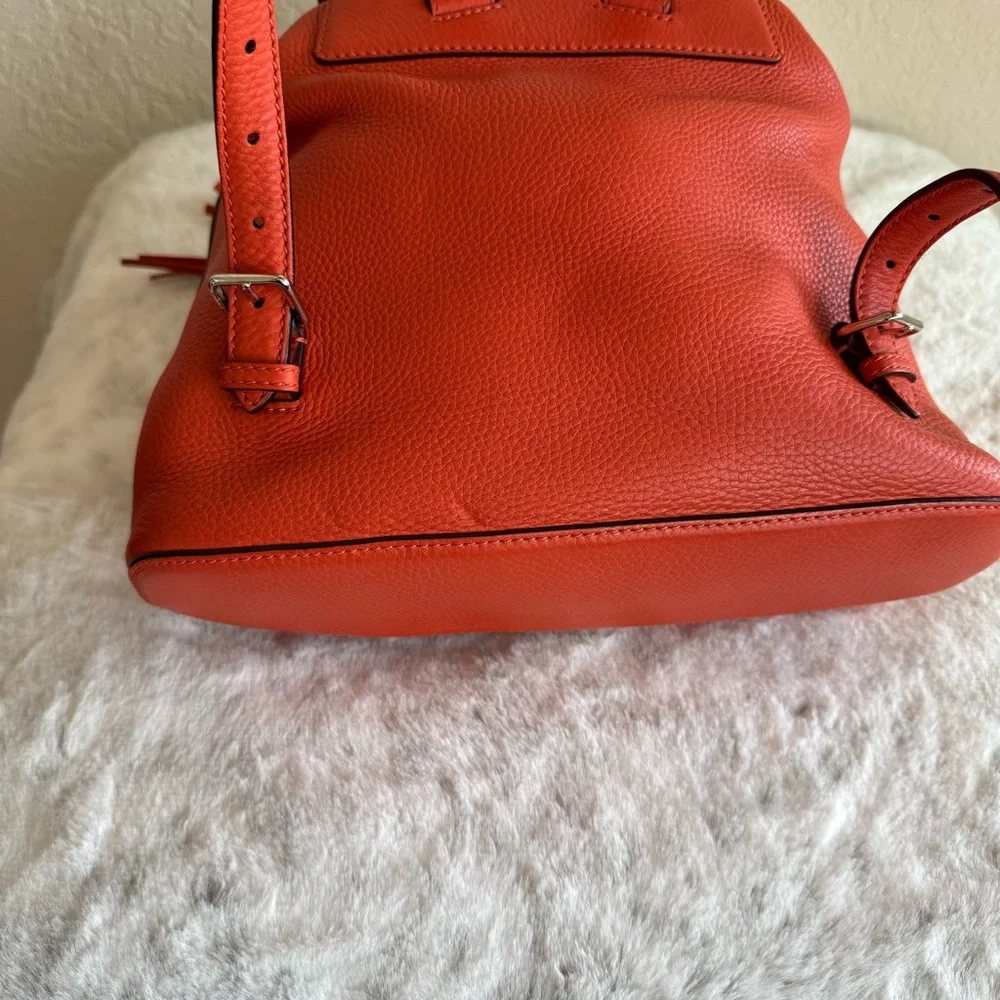 Gucci Vibrant Orange Leather Bamboo Backpack. P0221
